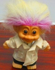 Troll Doctor with White, Yellow, Pink Hair, Lab Coat Stethoscope