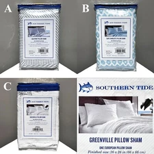 One SOUTHERN TIDE EURO Quilted Pillow Sham 26x26" Striped, Fishnet, Waffle Wave