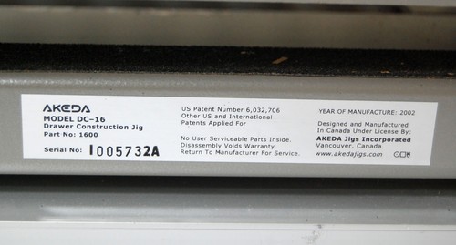Akeda DC-16 Drawer Construction Adjustable Dovetail Jig Made in Canada - Picture 7 of 9