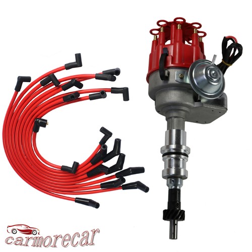 New Red Cap HEI Distributor and Plug Wires 289302 For Ford Mercury