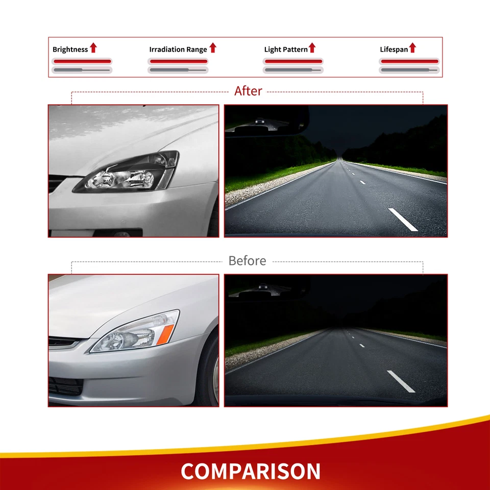 HEADLIGHTS FOR 2003-2007 HONDA ACCORD 2/4 DOOR BLACK HOUSING CLEAR CORNER LAMPS - Image 3 of 4