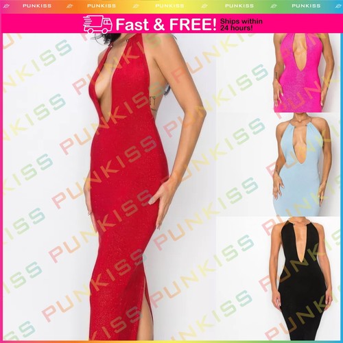 Women's Solid DEEP V-Neck Strapless Party Prom Trim Bodycon Long Dress Clubwear - 第 1/10 張圖片