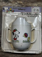 Vintage SNOOPY Training Sippy Cup weighted bottom spill proof 1965 Toddler Baby
