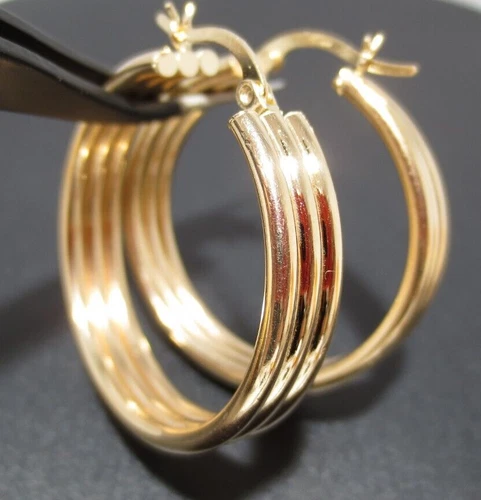 14K YG BIG HOLLOW HOOP EARRINGS 5.05 grams  (AI-1936)