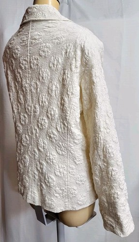 Sigrid Olsen Quilted Trafuto Jacket Pockets Mother Of Pearl Buttons Cream Sz XL - Picture 12 of 14