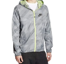 Nike Men’s Printed Windrunner Full Zip Jacket Black/Grey/Neon Green($110 RETAIL)