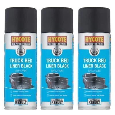 Hycote Black Fast Dry Truck Bed LinerAerosol Spray Paint Perfect Finish 400ml x3