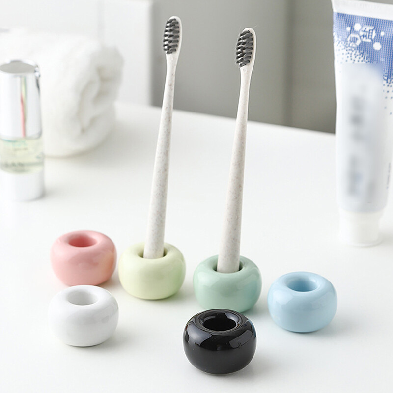 Multifunctional Mini Ceramic Bathroom Shower Toothbrush Holder Storage RaKE