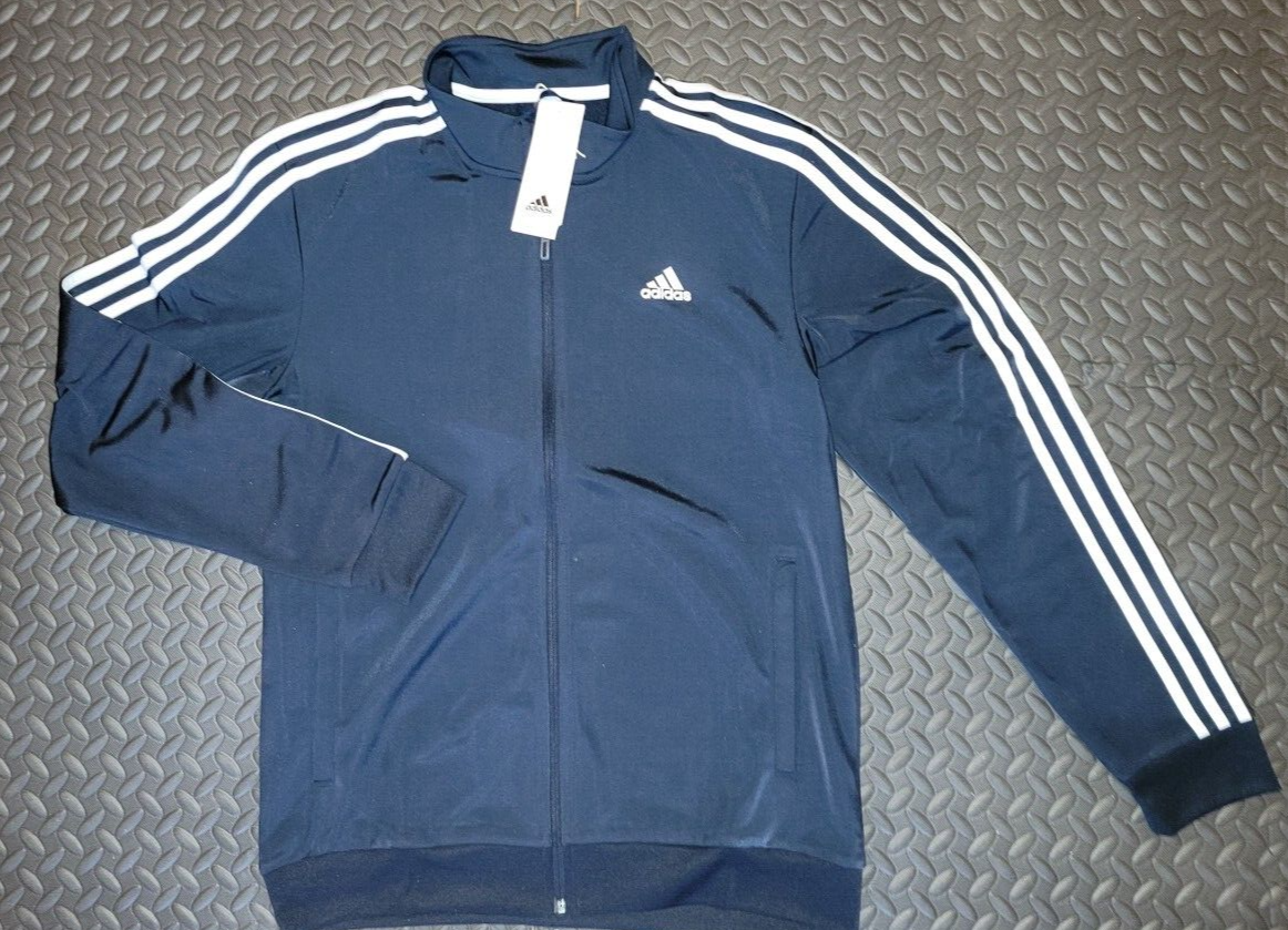 NEW ADIDAS MEN'S ESSENTIALS 3 STRIPES TRICOT TRACK JACKET~ SIZE XL