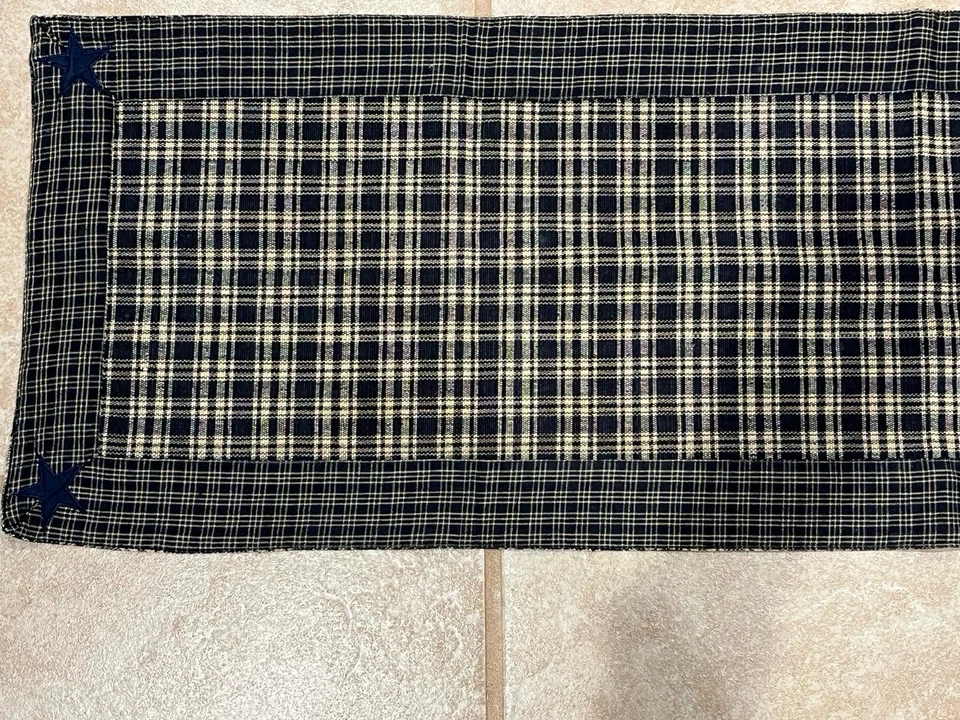 Nancy’s Nook By. Victorian Heart Navy Blue/Tan Plaid Table Runner  - Image 3 of 4