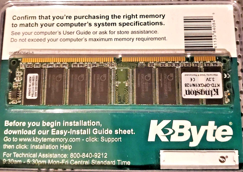 KTD-OPGX1N/128 Kingston 128MB SDRAM Non ECC PC-100 100Mhz Memory - Image 2 of 2