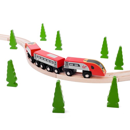 Bigjigs Rail Virgin Trains Pendolino réplica motor de madera, juegos de trenes de madera - Imagen 4 de 7