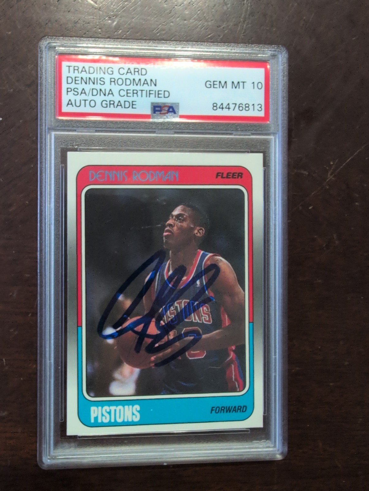 1988 Fleer Dennis Rodman #43 RC signed autograph Pistons HOF PSA DNA Auto 10 view 1