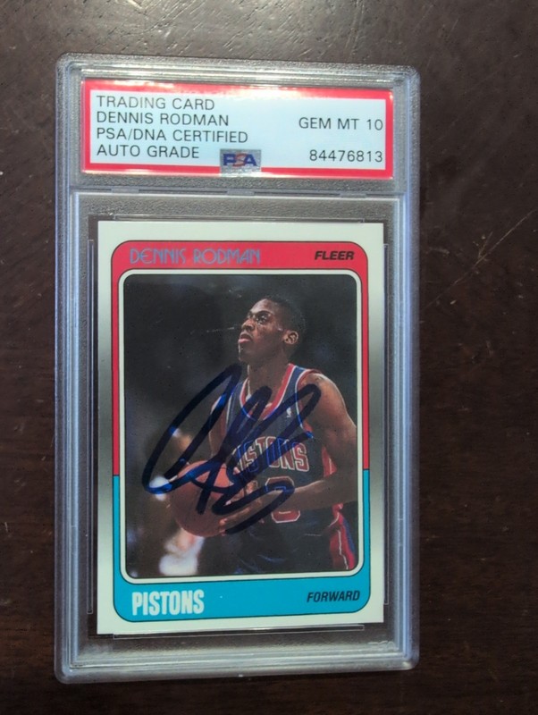 1988 Fleer Dennis Rodman #43 RC signed autograph Pistons HOF PSA DNA Auto 10