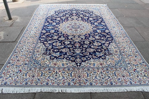 Fine Vintage Hand Made Traditional Oriental Wool Navy Blue Carpet 310x208cm