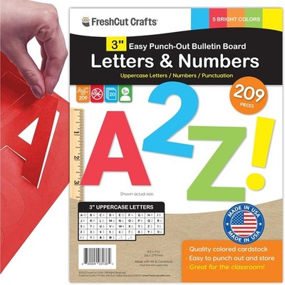 209pcs 3'' Bulletin Board Letters Numbers Uppercase Cardstock Punch Out USA 
