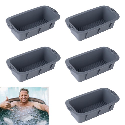 5Pcs Extra Large Ice Block Mold, Grey Silicone Ice Block Molds for Ice Bath T...