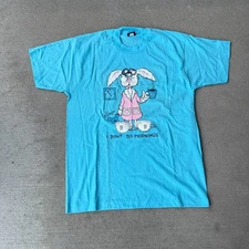 Vintage Screen Stars Best Unisex T-Shirt Blue Bunny Graphic Short Sleeve Tee L