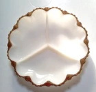 Anchor Hocking Milk Glass 3 Section 10" Deviled Egg Plate Relish Vintage