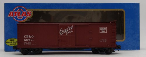 Atlas 8318-1 calibre O USRA vagón de caja de doble envoltura Burlington #120801 (3 rieles) LN | Condition: Used