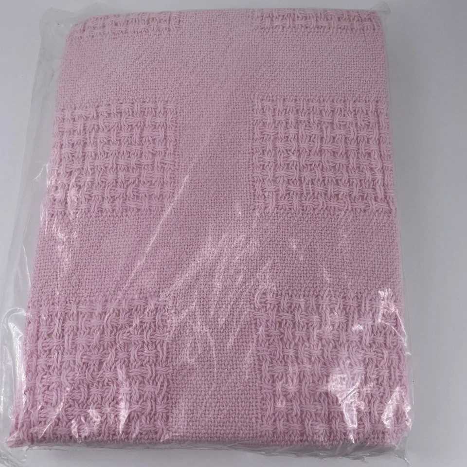 Manta térmica rosa bebé niña 100 % algodón tejido gofre 36" x 50" EE. UU. irregular Foto 3 de 3