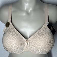 Wacoal Halo Lace Underwire Bra 32DDD Unpadded Floral Beige Elegant NWT