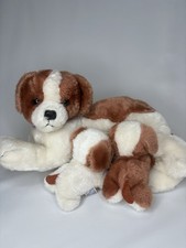 Vintage 1982 Dakin Mama Dog Puppies Nature Babies Stuffed Animal Plush Toys