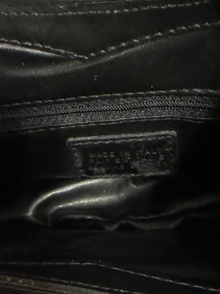 bolsa de couro genuíno vintage feita à mão 10x7 -Italiana - Preto e Vermelho ENCONTRO IMOBILIÁRIO - Imagem 3 de 4