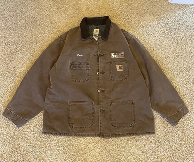 #ad Carhartt Men’s 2XL Regular Chore Coat Blanket Lined Button Front Brown $115.00