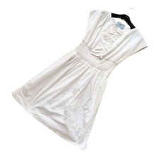 PRADA Sleeveless Shirt Dress 40 White Ruffle