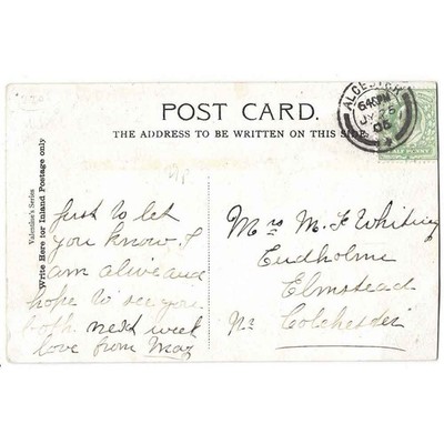 ELMSTEAD Essex Postkarte geschickt an Mrs Whiting Poststempel Alcester 1905