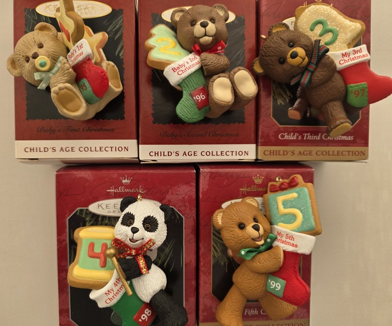 HALLMARK CHILD'S AGE COLLECTION BABY'S 1ST CHRISTMAS THROUGH 5TH  1993-1997 ~NEW