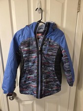 Free Country Jacket Girls Medium 10/12 Purple Black Faux Fur Hood Winter S65