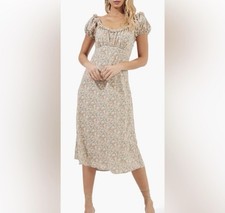 ASTR The Label Yellow Ditsy Sweetheart Floral Milkmaid Peasant Cottage Dress XS