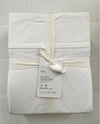 Pottery Barn 400 TC ORGANIC PERCALE Sheet Set ~King~ White NWT