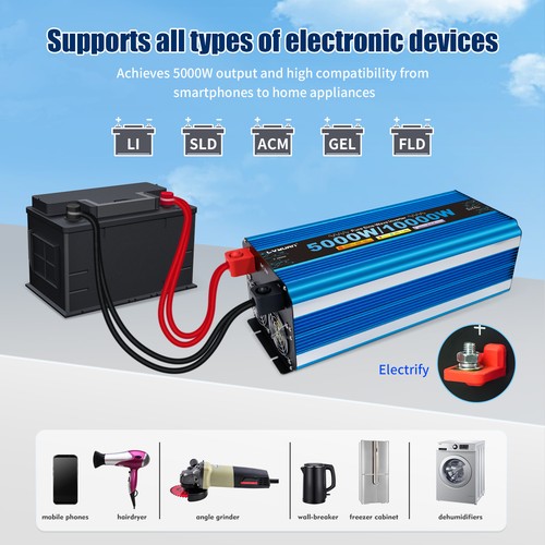 5000W 6000W 8000W 10000W Pure Sine Wave Inverter 12V 24V to 120V With Remote - Picture 87 of 90