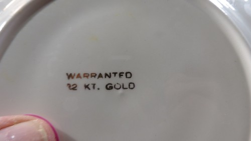 Juego de 5 platos de pan de postre con borde de filagrana de oro 22K para pareja colonial TALLA 7,1/2" - Imagen 5 de 7