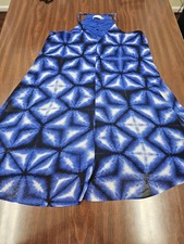 Calvin Klein Womens Dress Size 6 Blue Geometric Halter Dress Sleeveless Flowy