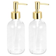 8.5Oz Glass Dish Hand Soap Dispenser with Pump for Kitchen Bathroom 2Pcs Clear
