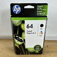 HP 64 Black & Tri-Color Genuine OEM Ink Cartridge 2-Pack New Sealed - Exp 11/23