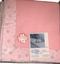 Vintage Chatham Crib Baby Blanket 94 Rayon Rose Gray 30x50 inches Hygienated
