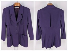Elie Tahari Vintage 80s AW 1989 Deep Purple Power Blazer Jacket Sz 12 New Wave