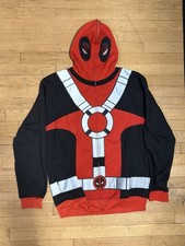 RARE Marvel Deadpool Fill Zip Up Hoodie Men's Size L Runs Small Not TTS
