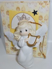1997 Precious Moments JOY TO THE WORLD Angel Holding Harp Christmas Ornament H81