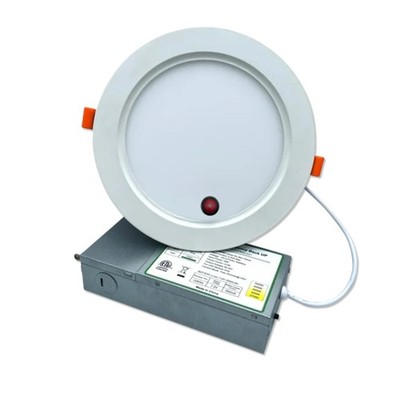 6 Inch Recessed LED Light with 8W Emergency 6'', White w Battery