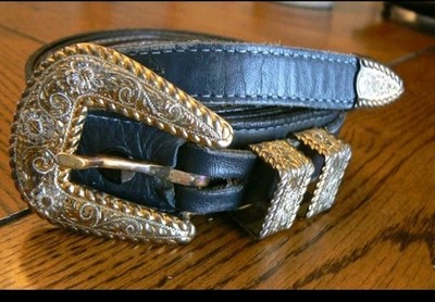 Crumrine 22K Gold on Sterling Belt Buckle Tip Keepers Belt not included