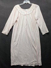 Vintage Adonna Pink Nightgown Knit Long Sleeve Gown Floral Sweet Romance Cottage