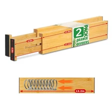 Dresser Drawer Dividers for Organizing Clothes, 2 Pack 13-17'' Adjustable Bamboo