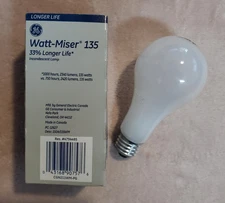 6 Count Pack GE Watt-Miser 150A/135WM Part# 12627 CGN211WM-PG Light Bulb