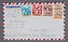 MayfairStamps Spain 1961 Barcelona to New York NY Air Mail Cover aaw_11451